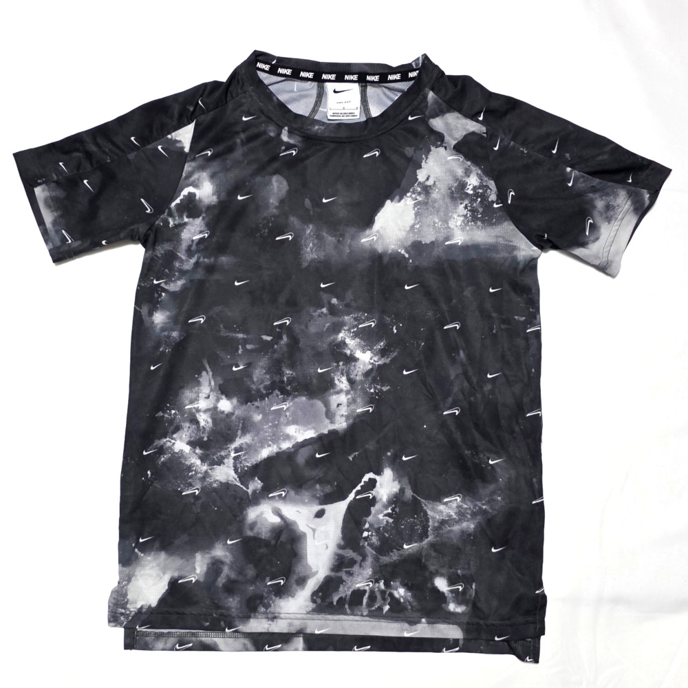 Nike Dri-FIT Big Kids Boys Large T-Shirt Black All Over Mini Swoosh